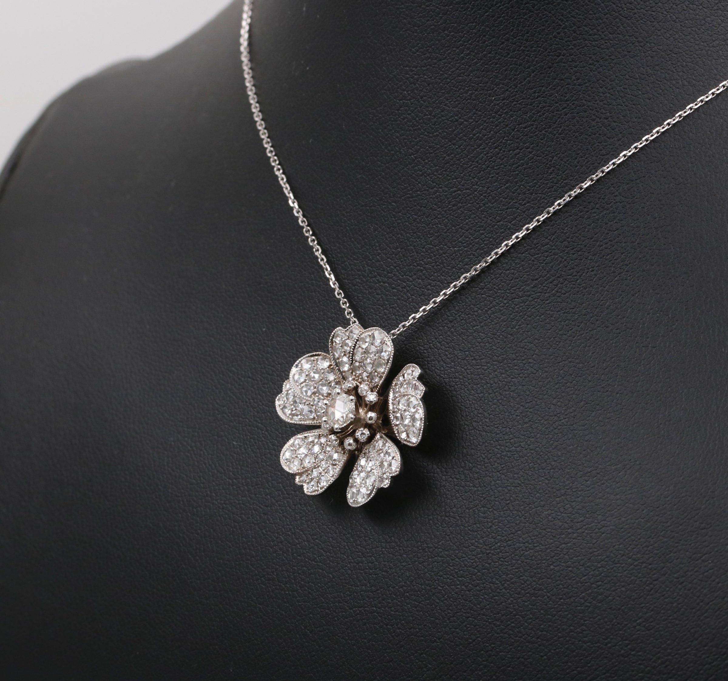 Pave Diamond Bloom Necklace