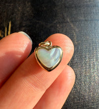 Puffy Heart Charm with Inlaid Mother of Pearl