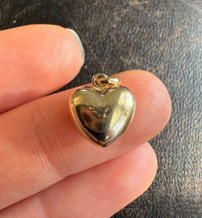 Puffy Heart Charm with Inlaid Mother of Pearl