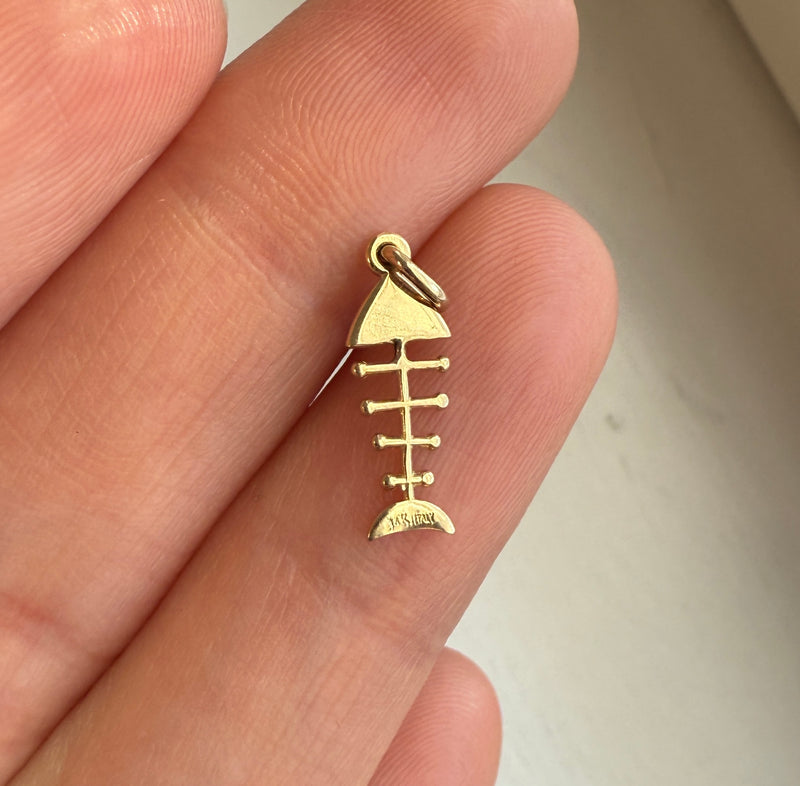 Fish Bone 14K Gold Charm