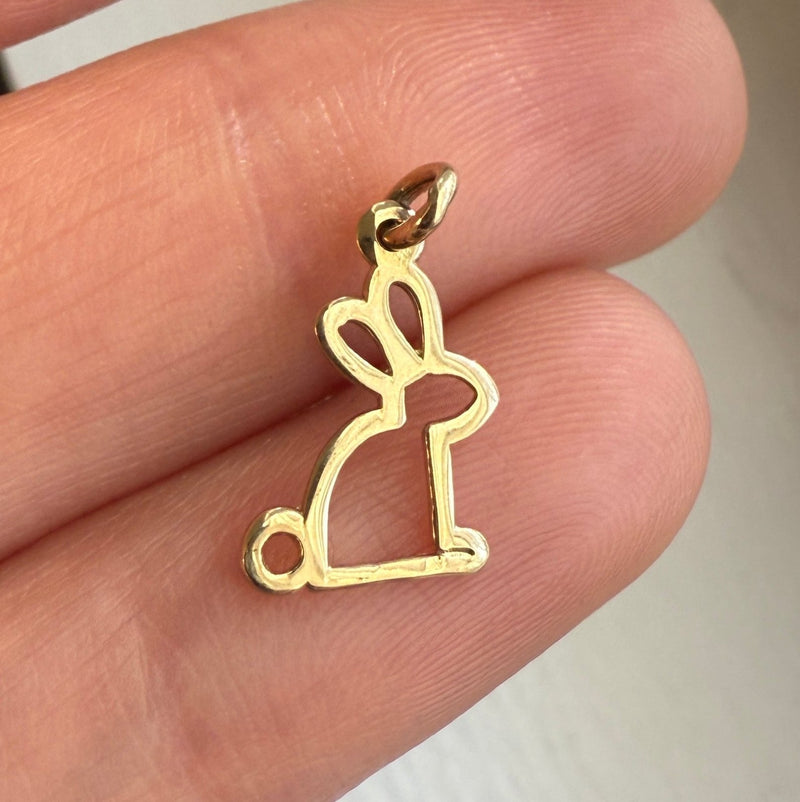 Wire Rabbit Bunny 14K Gold Charm