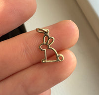 Wire Rabbit Bunny 14K Gold Charm