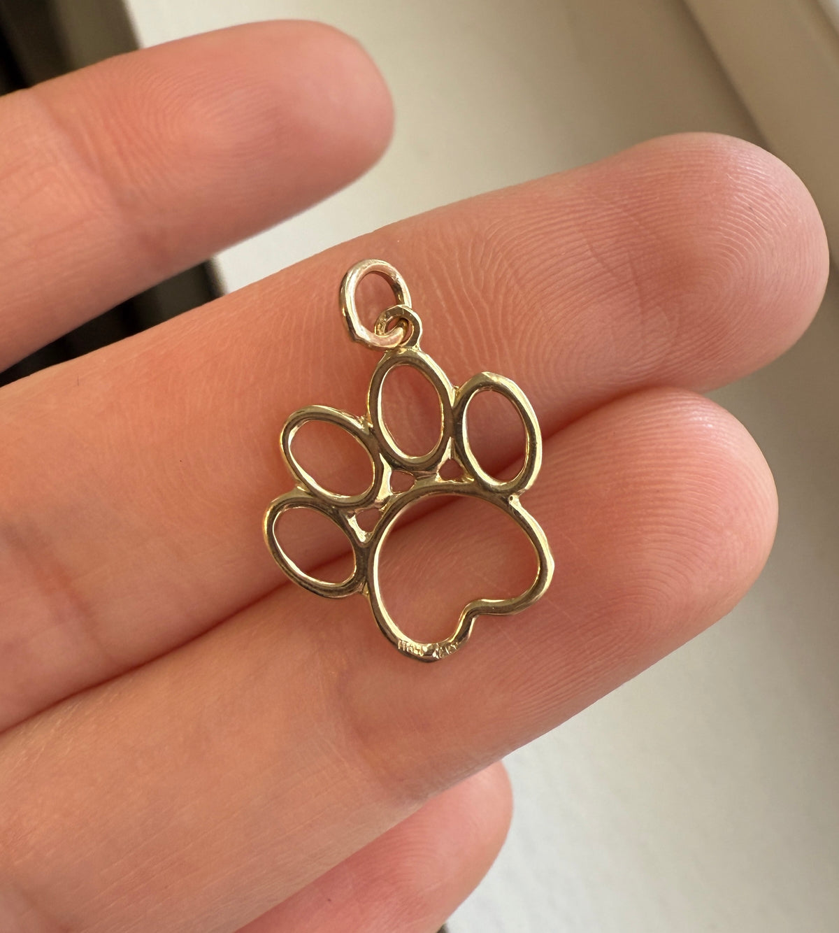 Dog Paw Print 14K Gold Charm