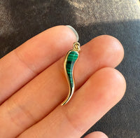 Italian Horn Charm with Inlaid Malachite