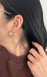 Unusual 14K Gold Tubular Cage Hoop Earrings