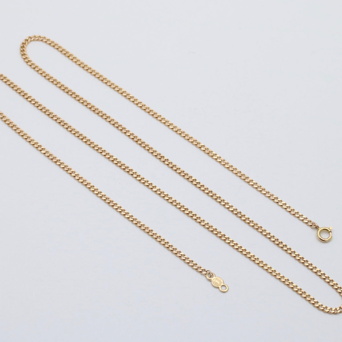 Vintage 14K Gold Everyday Flat Curb Link Chain, 22.5” Long