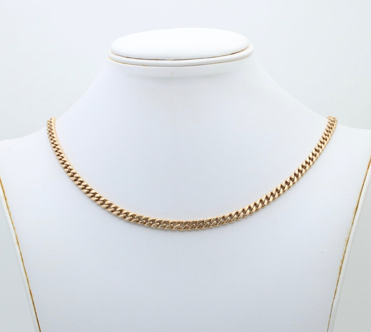 Art Deco Solid 14K Gold Curb Link Chain, 19.5” Long