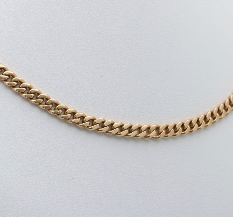 Art Deco Solid 14K Gold Curb Link Chain, 19.5” Long