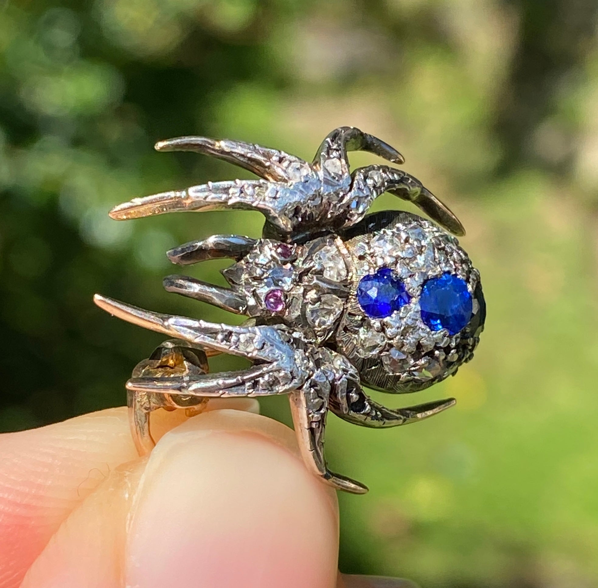 Gold, Cultured Pearl, Diamond, Ruby, Sapphire And Emerald Spider