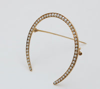 Large Antique Pearl and 14K Gold Horseshoe Pin