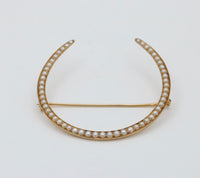 Large Antique Pearl and 14K Gold Horseshoe Pin