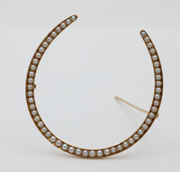 Large Antique Pearl and 14K Gold Horseshoe Pin