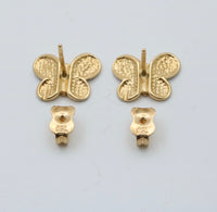 Sweet 18K Gold Butterfly Stud Earrings