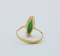 Vintage Marquise Jade and 18K Gold Solitaire Ring