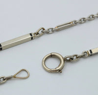 Art Deco 18K White Gold and Enamel Bar Link Chain, 27.5” Long