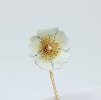 Art Nouveau Enamel Dogwood Flower Stick Pin