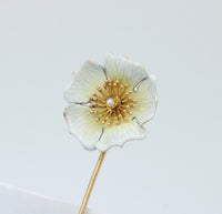 Art Nouveau Enamel Dogwood Flower Stick Pin