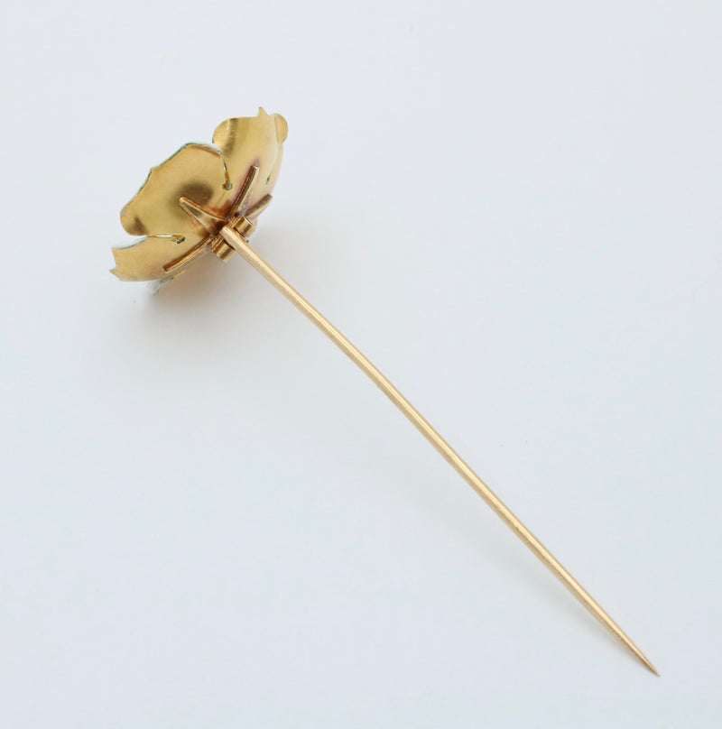 Art Nouveau Enamel Dogwood Flower Stick Pin