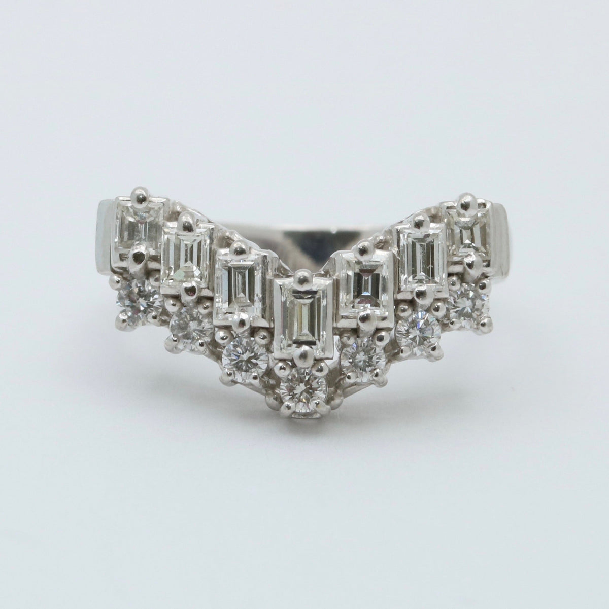 Vintage Platinum and 1 Carat Diamond Winged Band