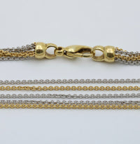 Vintage 14K Bicolor Gold Multi Strand Cable Link Chain, 17” Long