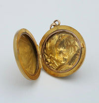 Art Nouveau 14K Gold Tiger and Snake Diamond Locket