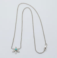 Turquoise and Diamond 18K White Gold Flower Necklace