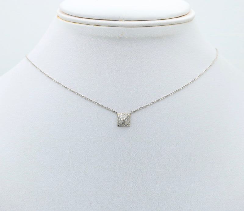 Diamond Pyramid and 18K White Gold Necklace