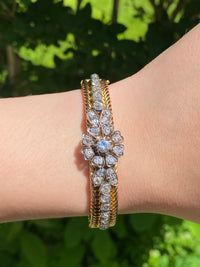 Victorian 4.5 Carat Diamond Flower Bangle Bracelet