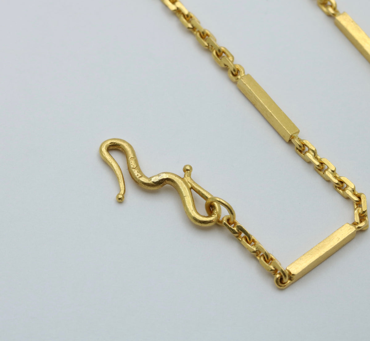 Vintage 24K Gold Bar Link Chain, 18.5” Long