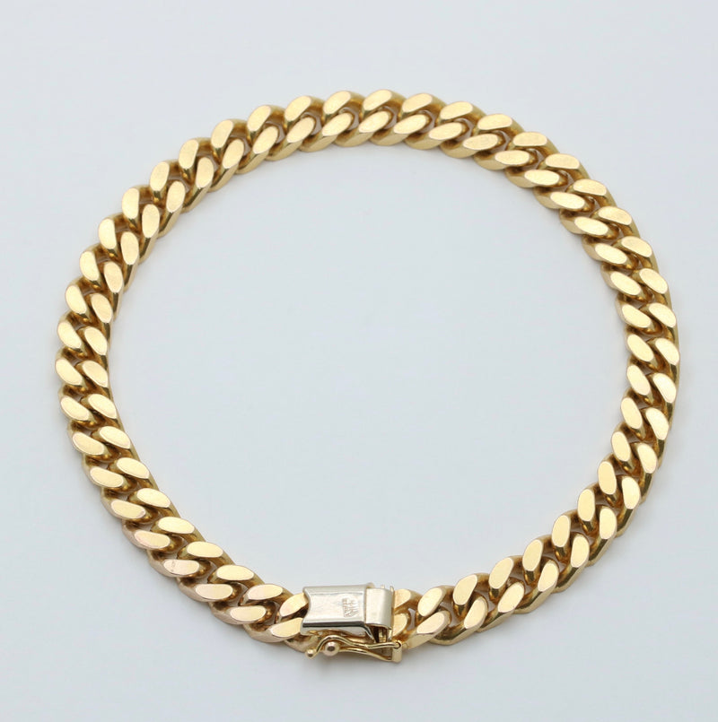 Vintage Solid 14K Gold Curb Link Bracelet, 34.2 Grams