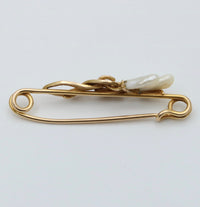 Art Nouveau Pearl and Diamond Lily Safety Pin