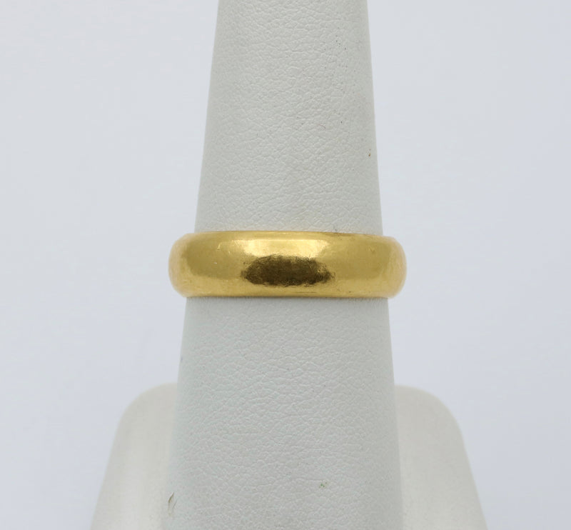 Hammered 24K Gold Band, Stacking Ring, Size 8.5