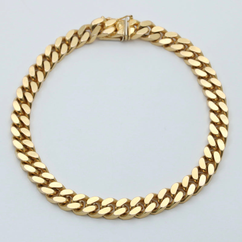 Vintage Solid 14K Gold Curb Link Bracelet, 34.2 Grams