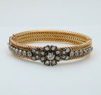 Victorian 4.5 Carat Diamond Flower Bangle Bracelet