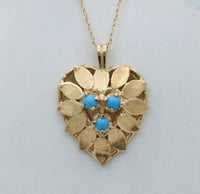 Vintage 14K Gold and Turquoise Heart Charm