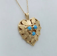 Vintage 14K Gold and Turquoise Heart Charm