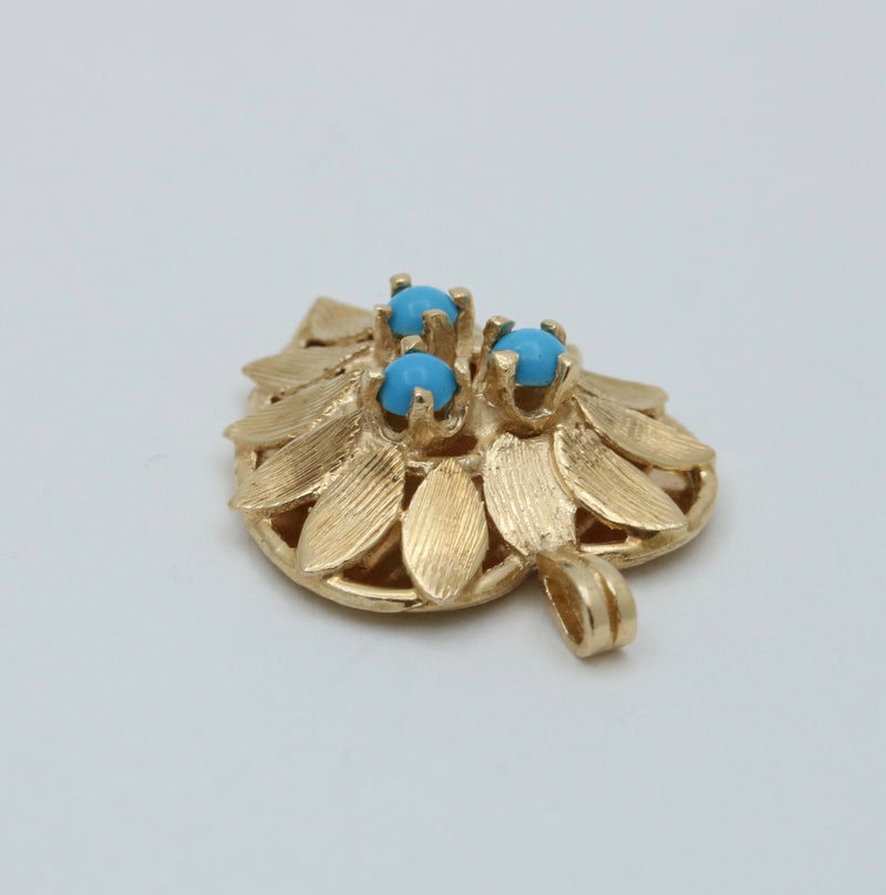 Vintage 14K Gold and Turquoise Heart Charm