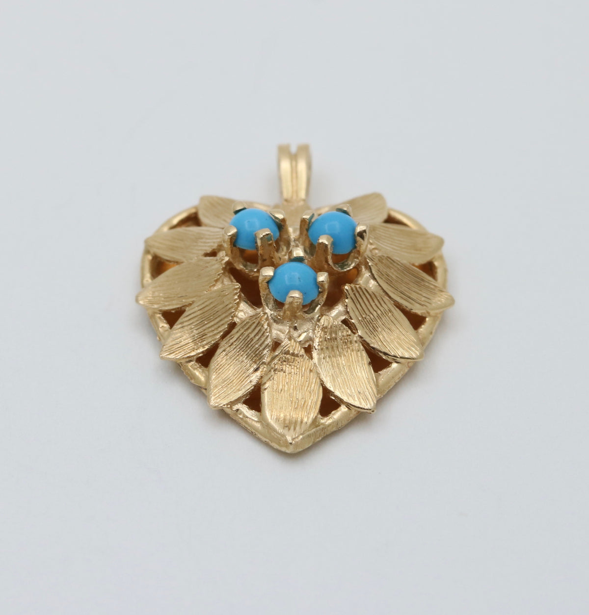 Vintage 14K Gold and Turquoise Heart Charm