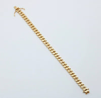 Vintage 18K Gold Solid Curb Link Bracelet, 7.5” Long