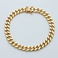 Vintage 18K Gold Solid Curb Link Bracelet, 7.5” Long