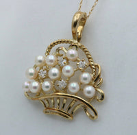 Vintage Pearl and Diamond Basket Pendant, Enhancer