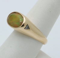 Faceted Opal and Diamond Signet Style Ring