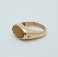 Faceted Opal and Diamond Signet Style Ring