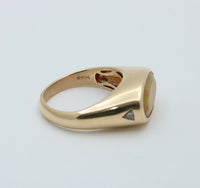 Faceted Opal and Diamond Signet Style Ring