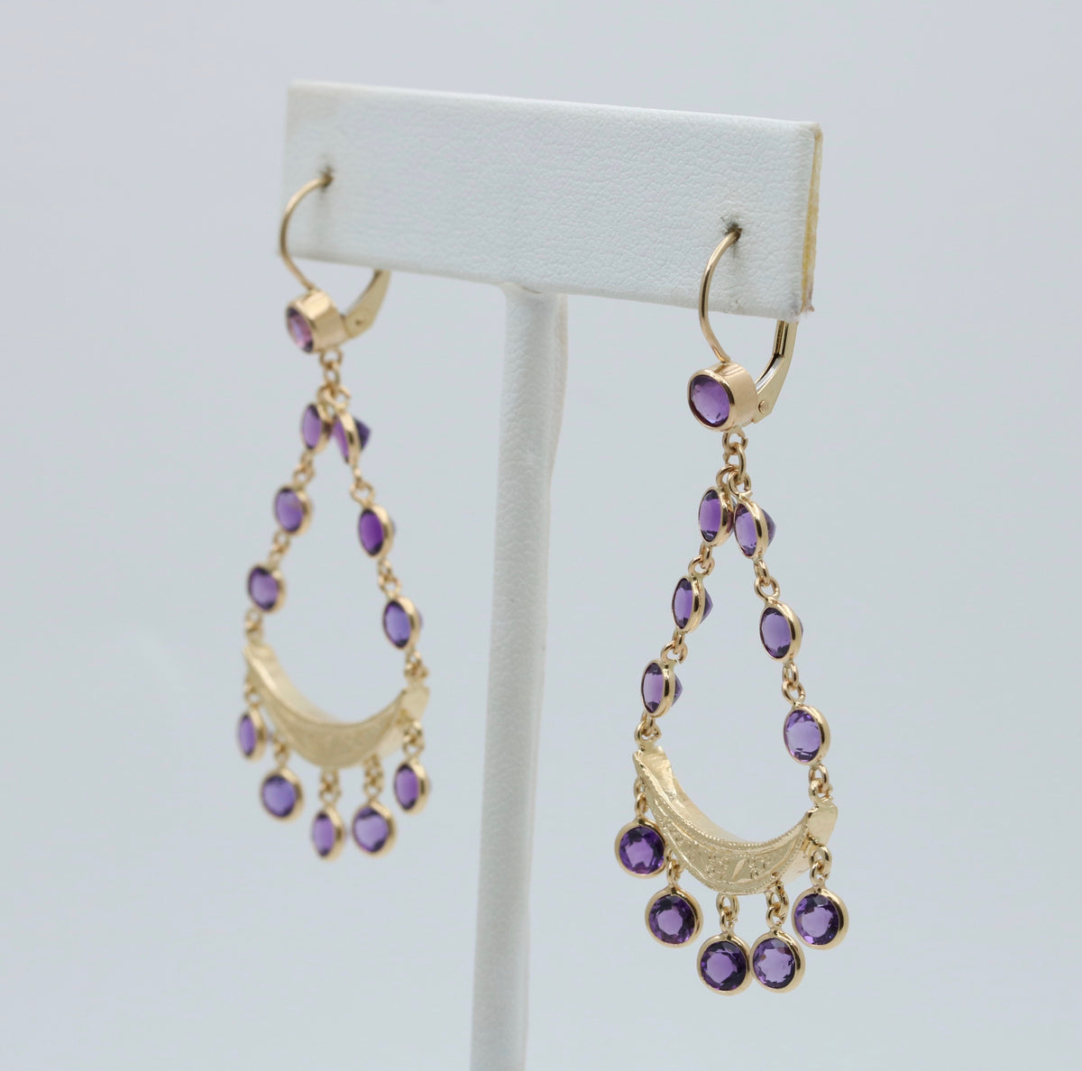 Vibrant Amethyst and 14K Gold Chandelier Earrings