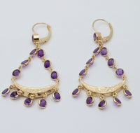 Vibrant Amethyst and 14K Gold Chandelier Earrings