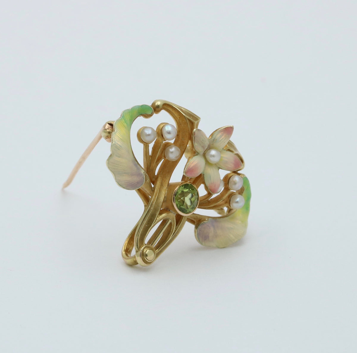 Art Nouveau Whiteside & Blank Iridescent Enamel Flower Pin