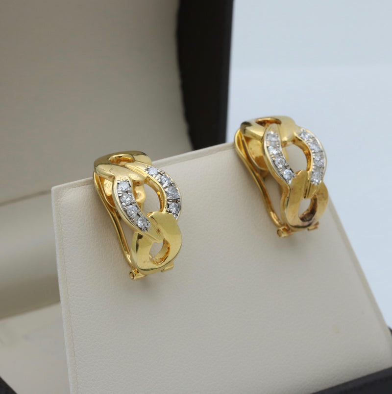 Vintage Diamond and 14K Gold Curb Link Earrings