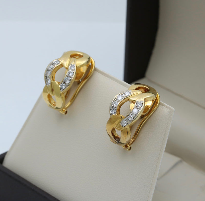 Vintage Diamond and 14K Gold Curb Link Earrings