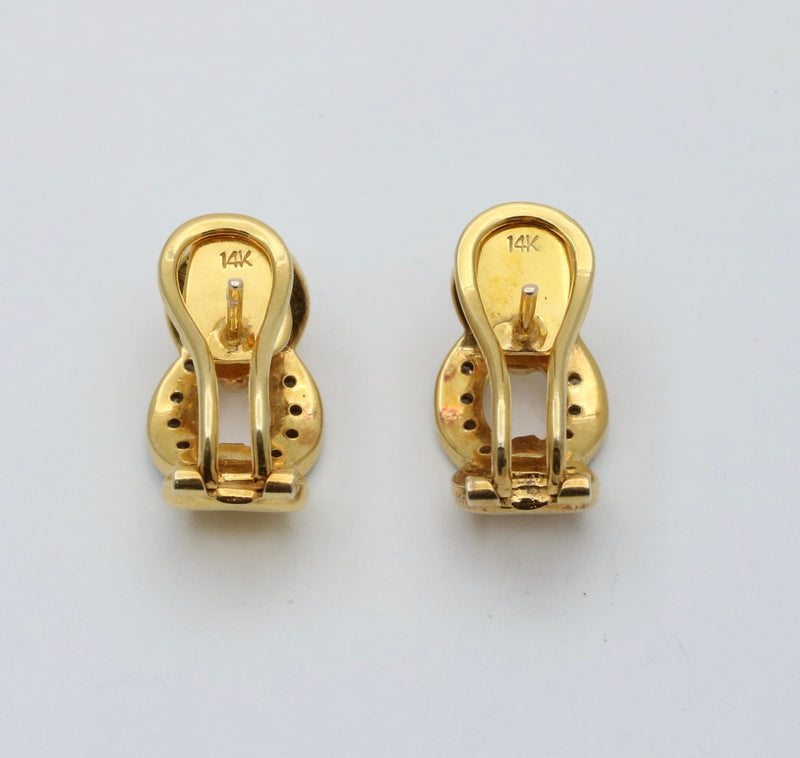 Vintage Diamond and 14K Gold Curb Link Earrings